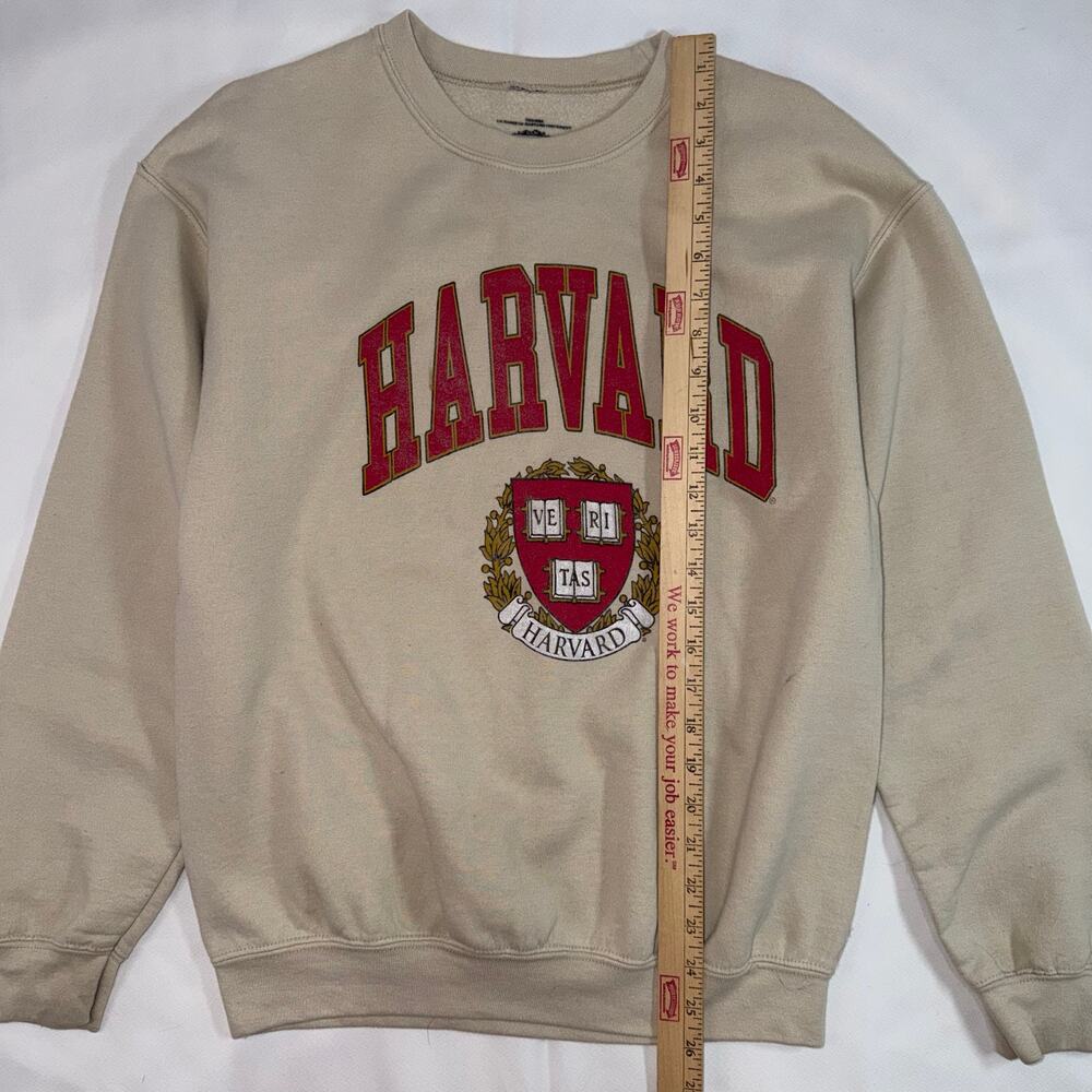 Cream Red Harvard University Collegiate Graphic Long Sleeve Crew Neck Medium - Picture 10 of 12